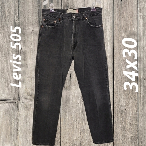 Levis 505 Regular Fit Naturally Distressed Grey/Black 34x30 2005 - Picture 1 of 16
